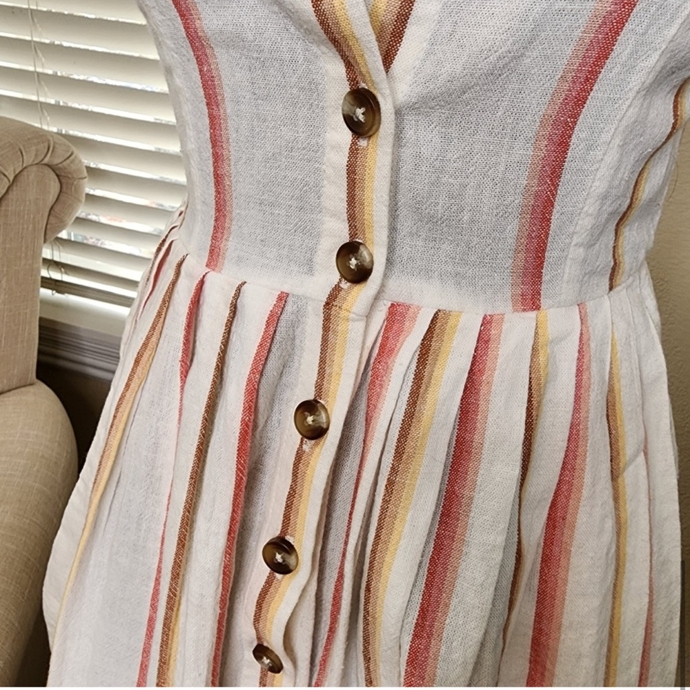 NWT Roxy striped linen fit and flare dress Size L - Picture 11 of 13